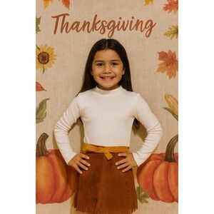 Suede Mini Wrap Skirt Child Size Medium Fringed Western Fall Thanksgiving